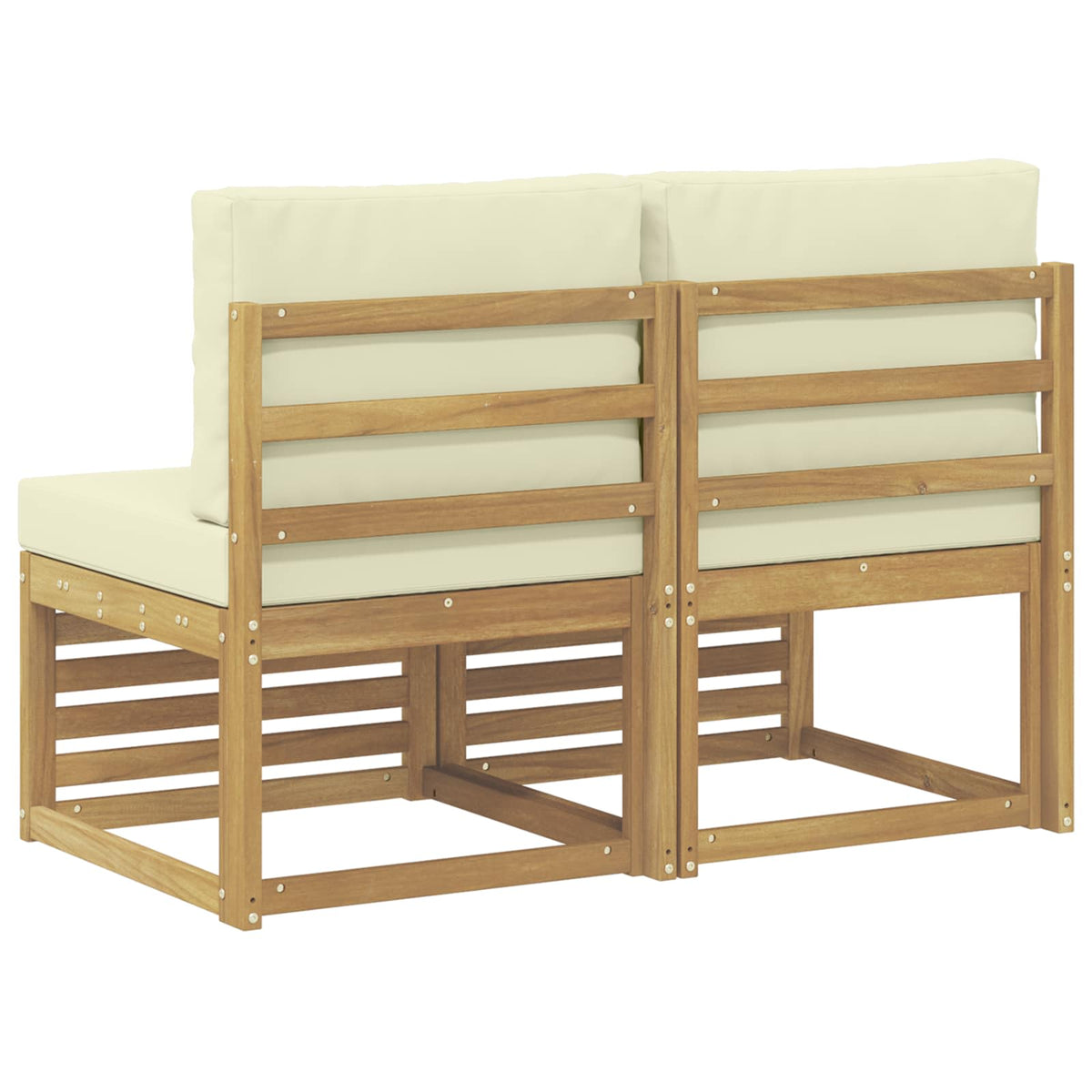 2 Stück Outdoor Mittelsofa Massivholz Akazie Weiß