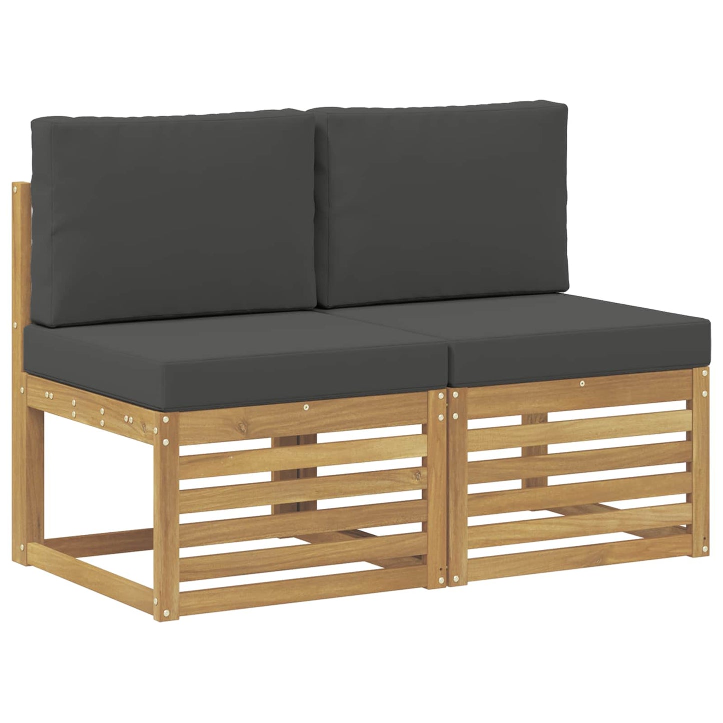 2 Stück Outdoor Mittelsofa Massivholz Akazie Weiß