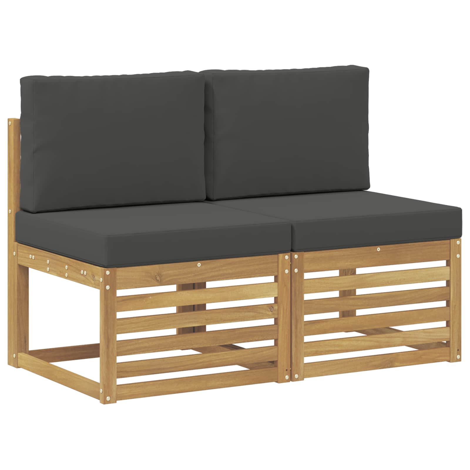 2 Stück Outdoor Mittelsofa Massivholz Akazie Weiß