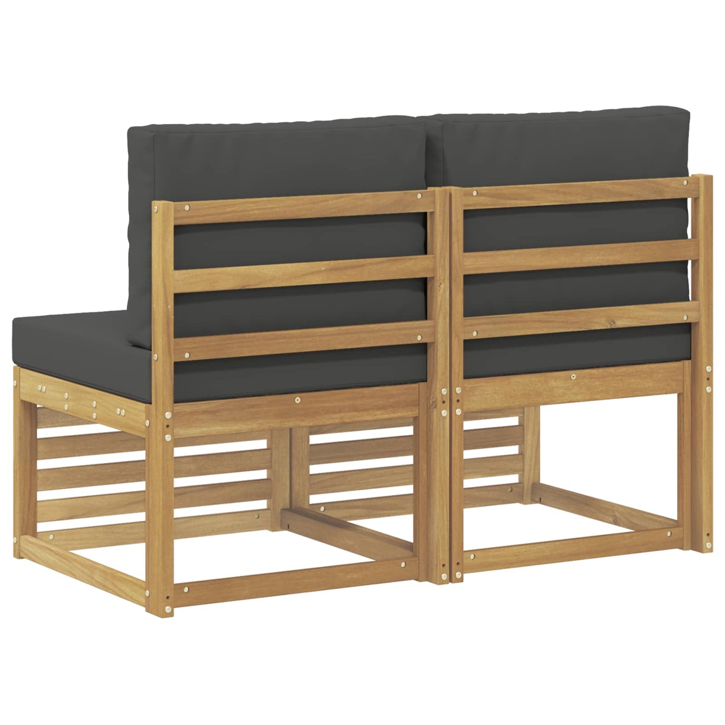2 Stück Outdoor Mittelsofa Massivholz Akazie Weiß