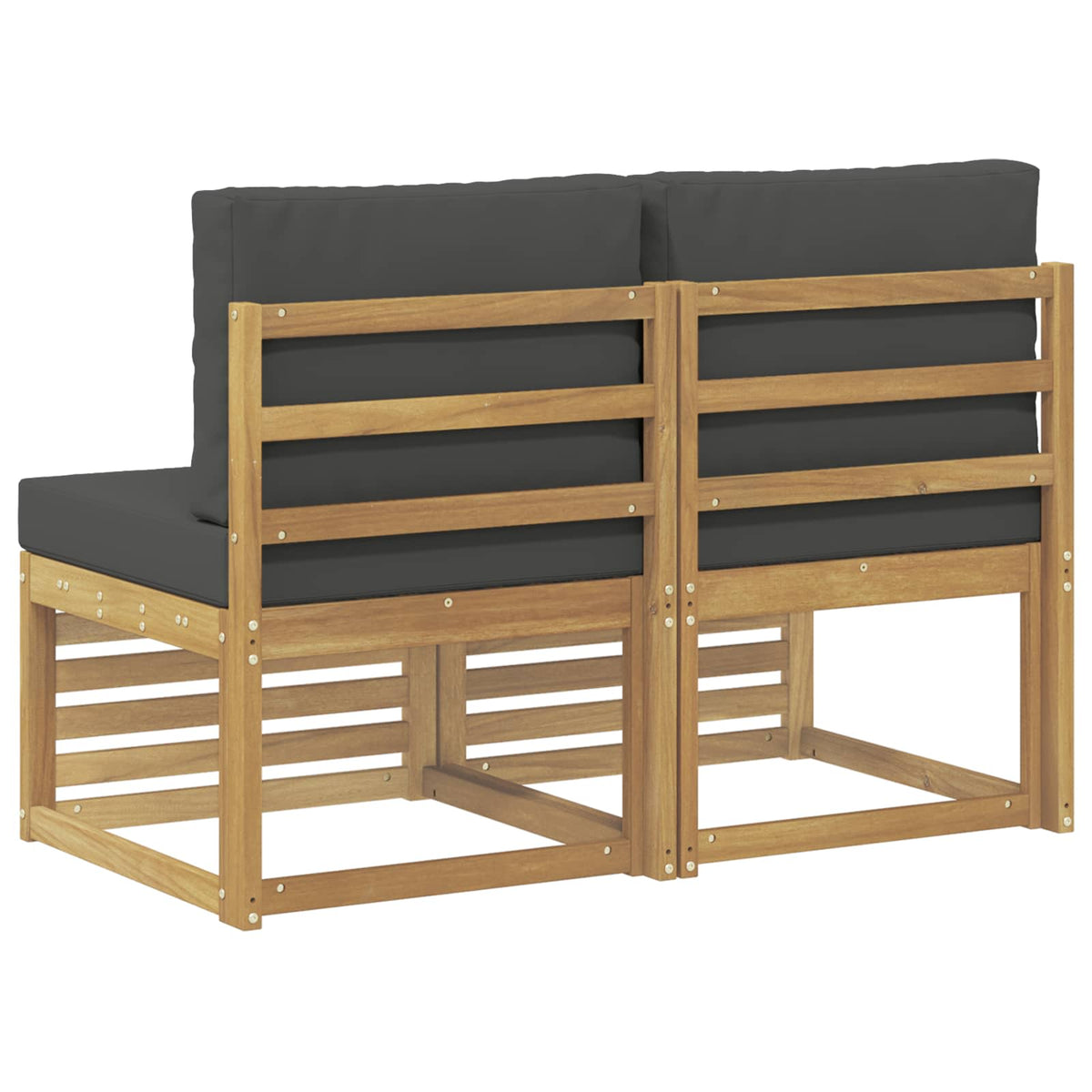 2 Stück Outdoor Mittelsofa Massivholz Akazie Weiß