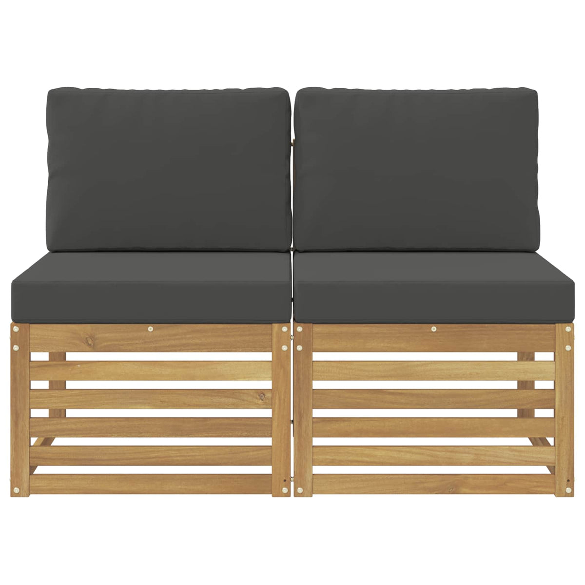 2 Stück Outdoor Mittelsofa Massivholz Akazie Weiß