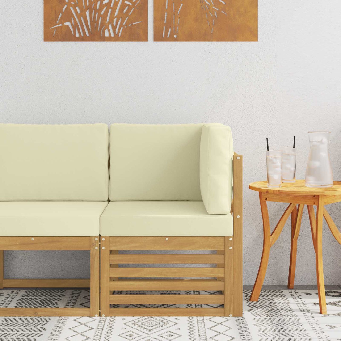 Outdoor Ecksofa Massivholz Akazie Weiß