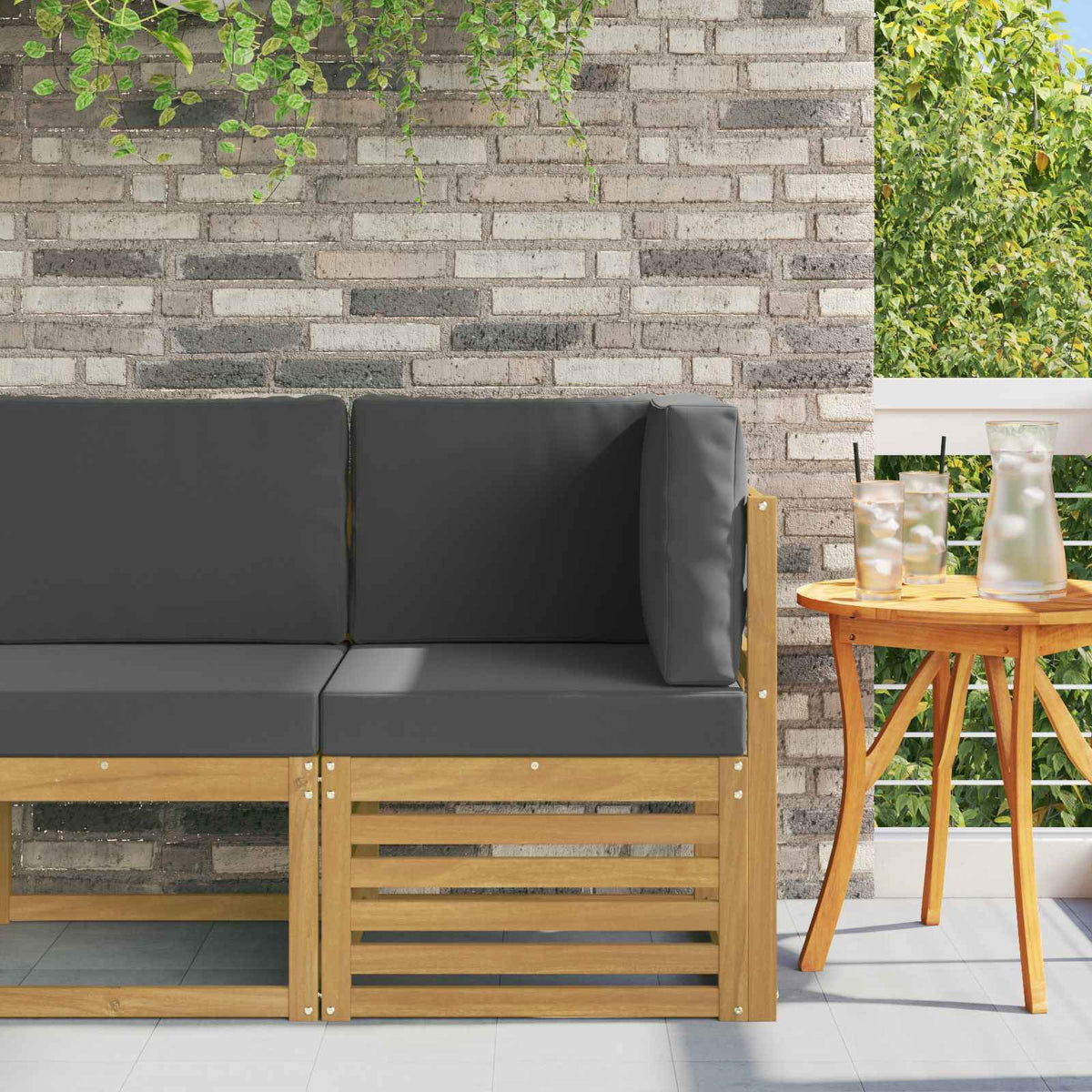 Outdoor Ecksofa Massivholz Akazie Weiß