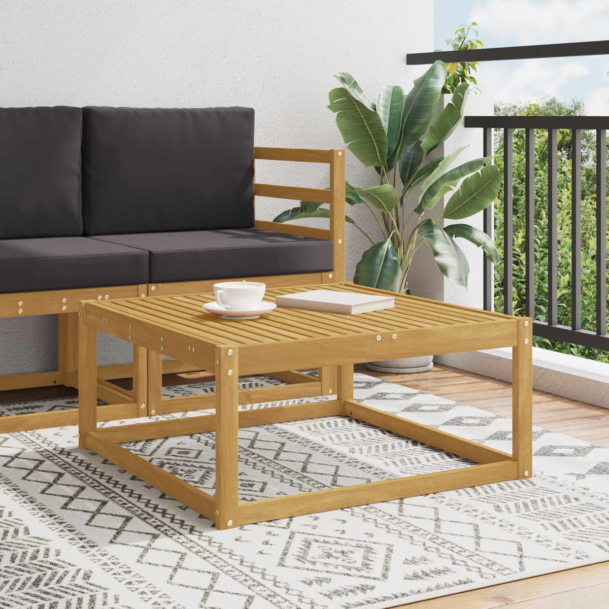 Outdoor-Fußhocker Massivholz Akazie Weiß 79 x 79 x 37 cm