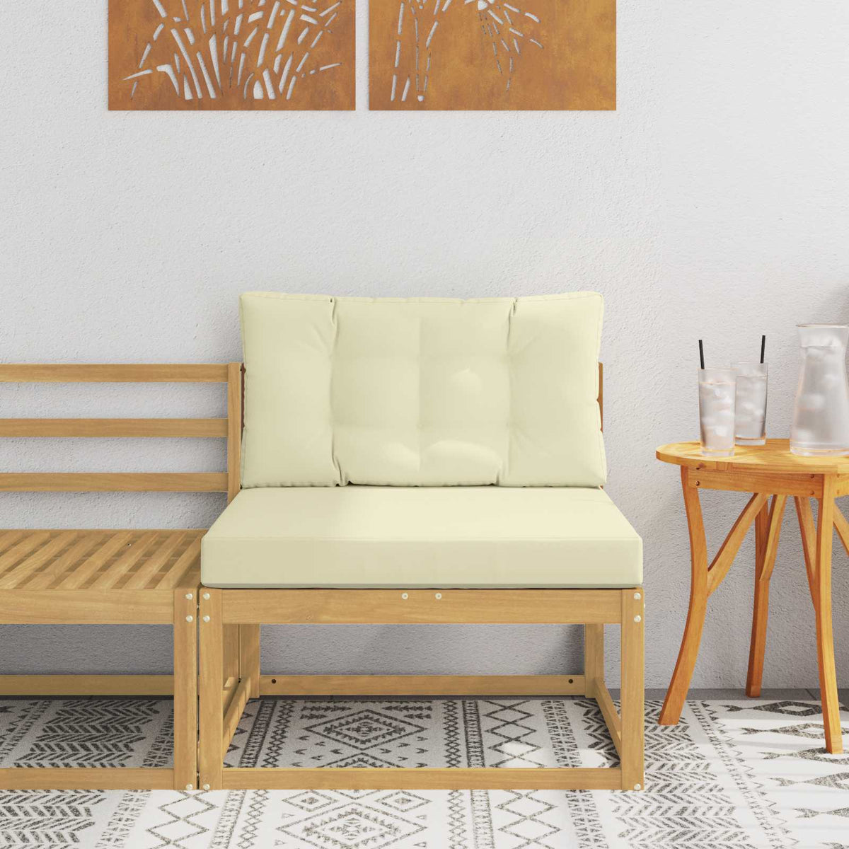 Outdoor Mittelsofa Polyester Weiß
