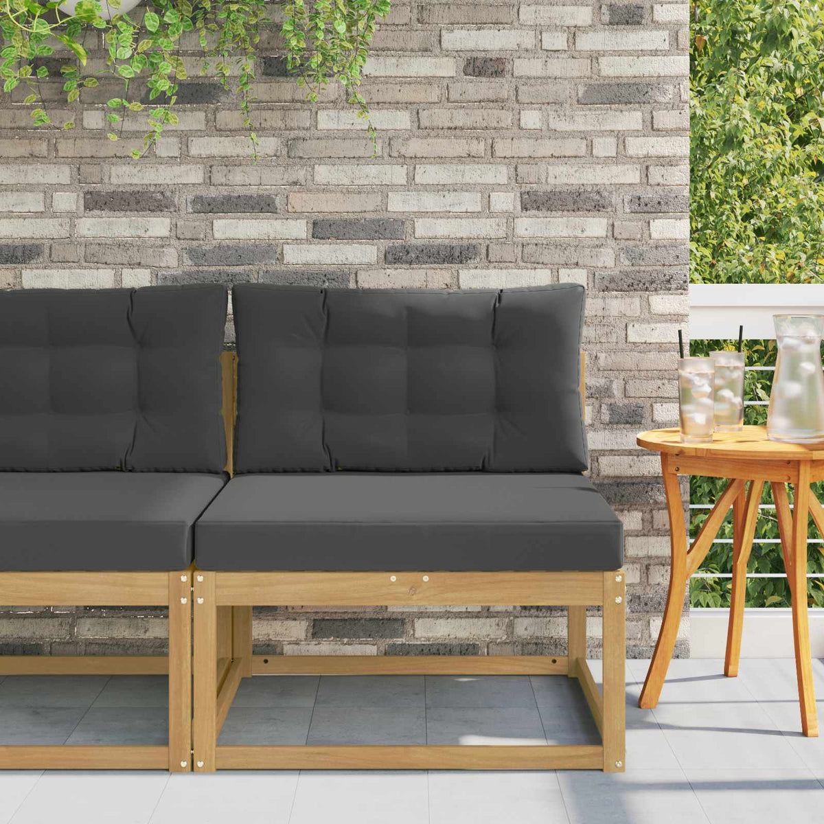 Outdoor Mittelsofa Polyester Weiß