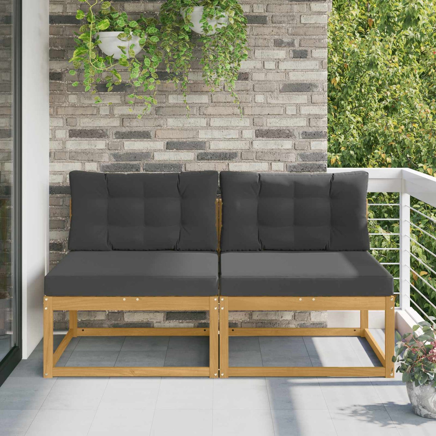 2 Stück Outdoor Mittelsofa Polyester Weiß