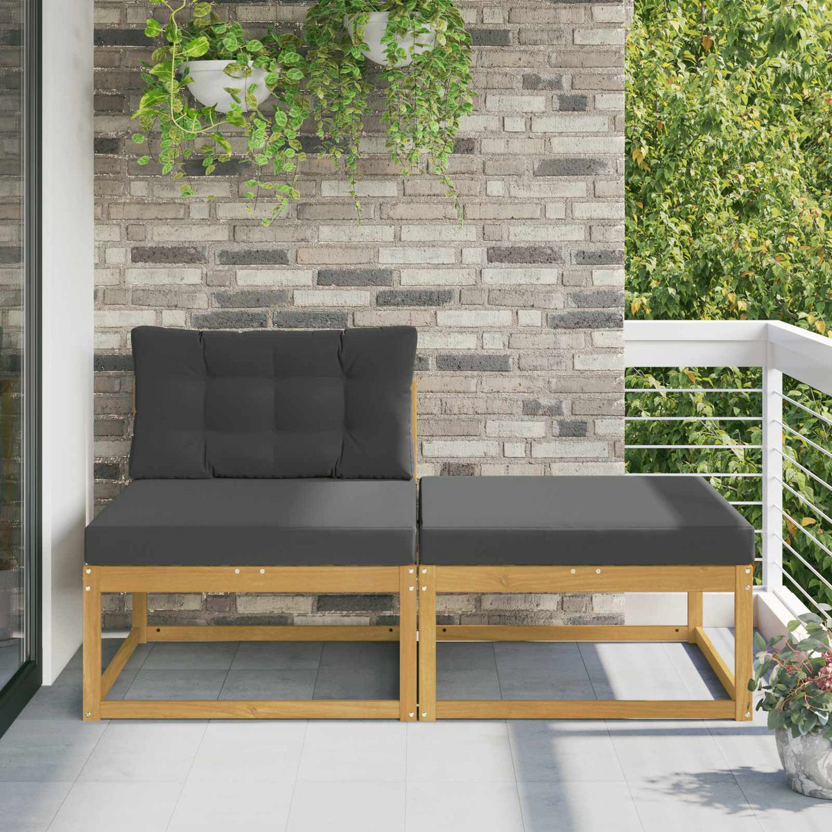 2 Stück Outdoor-Fußhocker Polyester Weiß