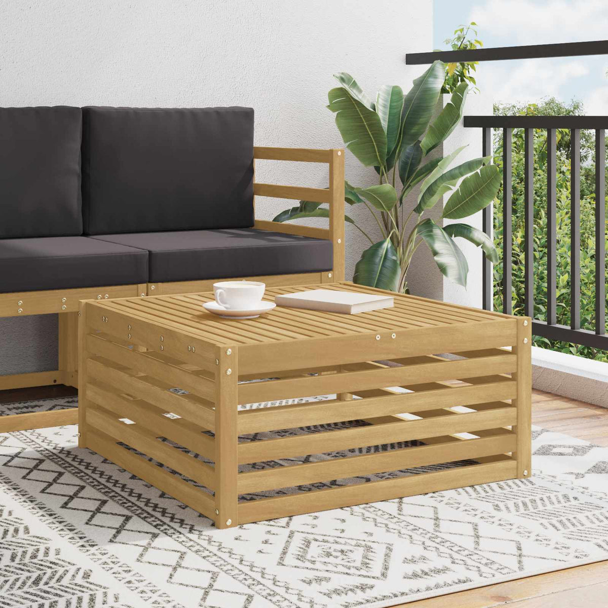 Tisch für Outdoor Massivholz Akazie Weiß 79 x 79 x 37 cm