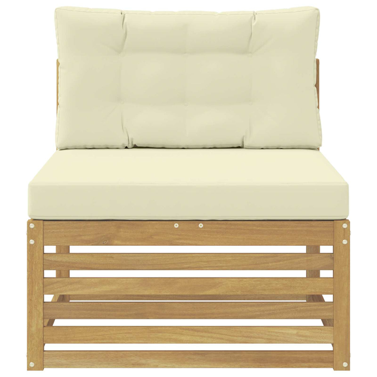Outdoor Mittelsofa Massivholz Akazie Weiß 83 x 79 x 73 cm
