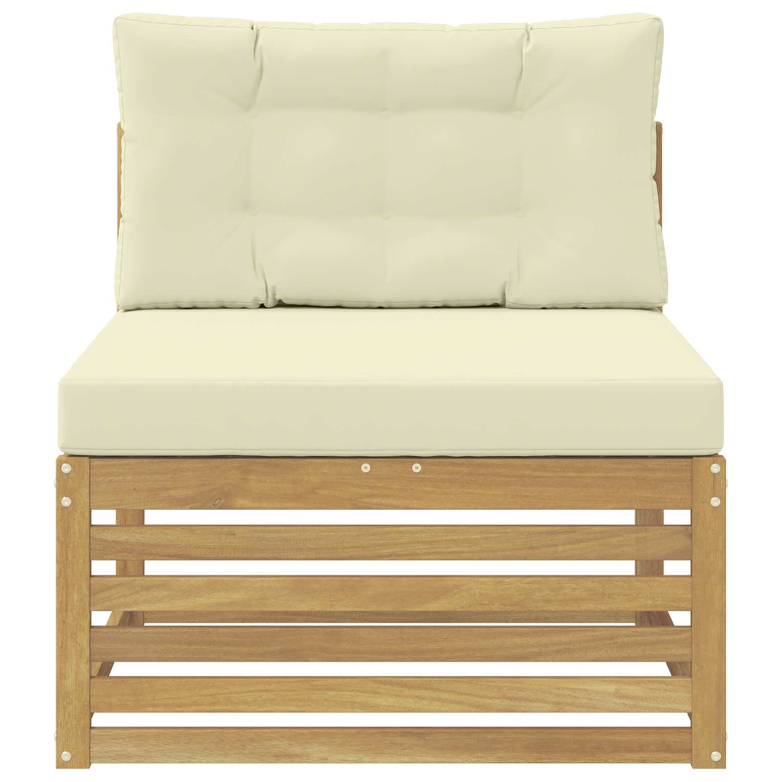 Outdoor Mittelsofa Massivholz Akazie Weiß 83 x 79 x 73 cm