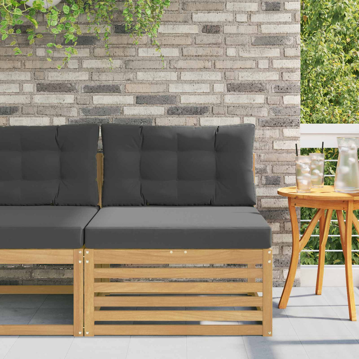 Outdoor Mittelsofa Massivholz Akazie Weiß