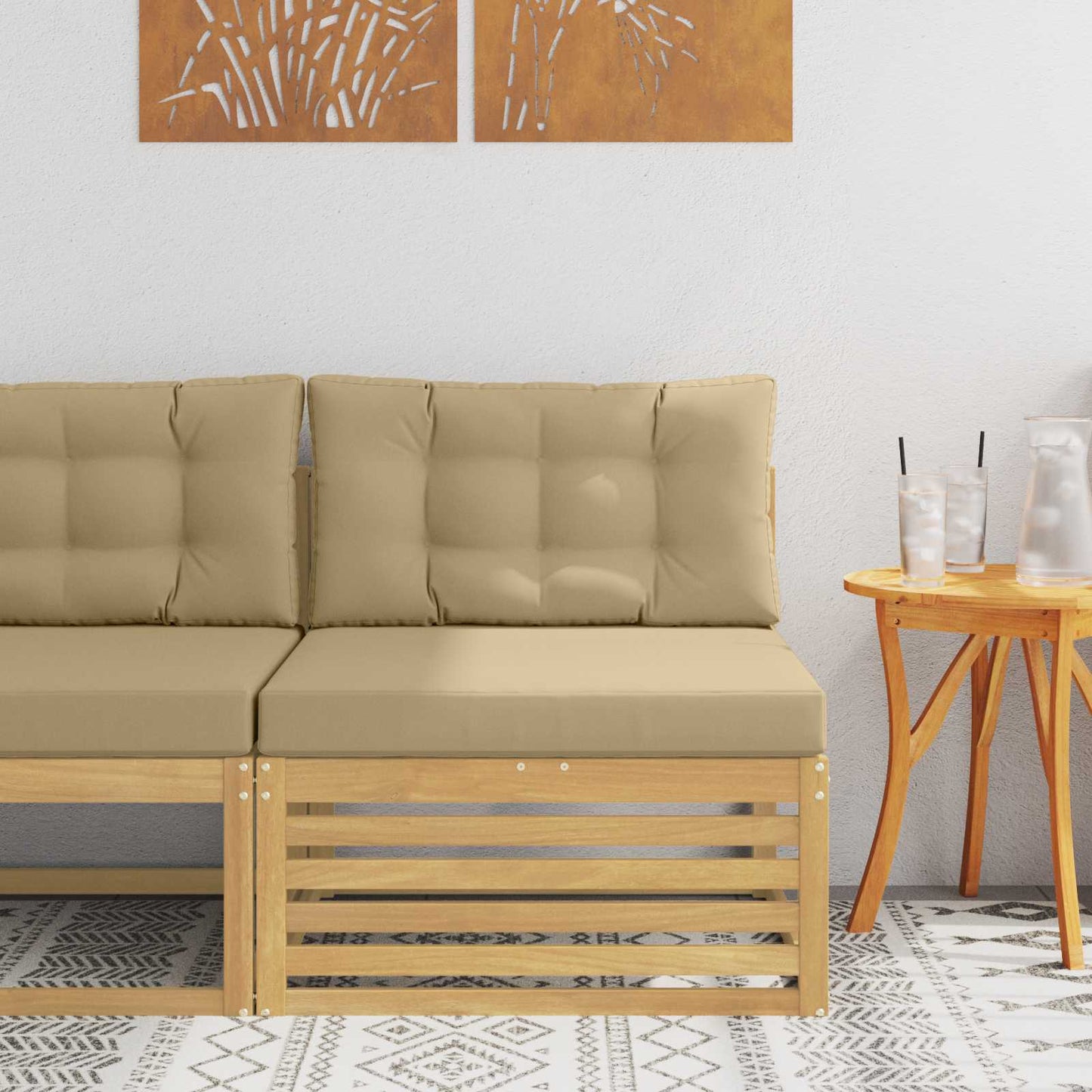 Outdoor Mittelsofa Massivholz Akazie Weiß