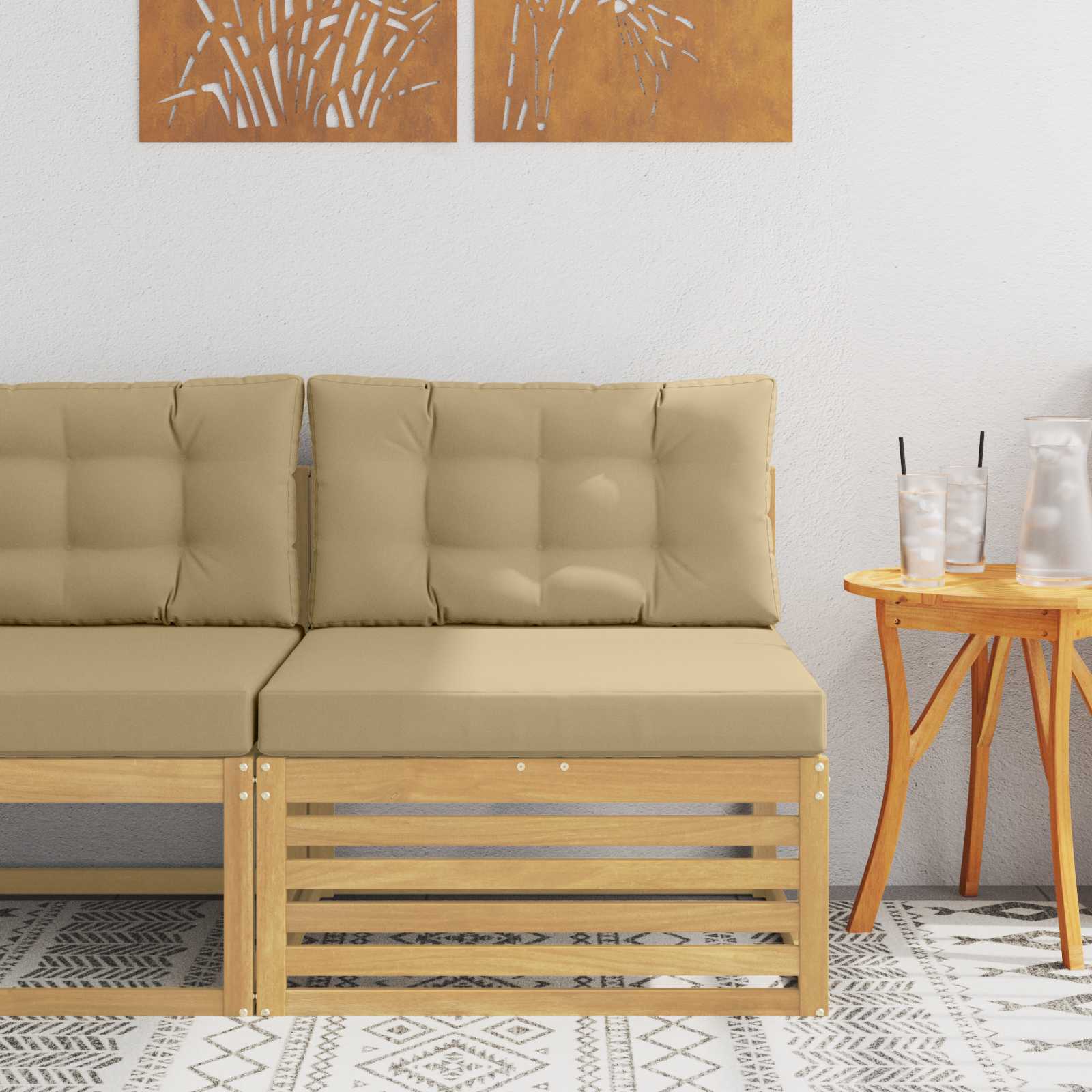 Outdoor Mittelsofa Massivholz Akazie Weiß