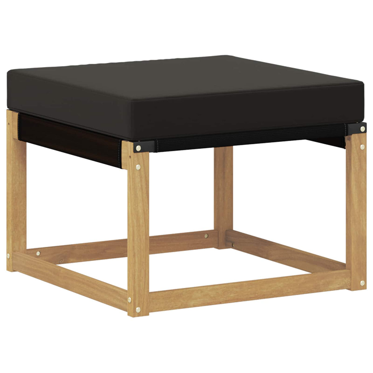 Outdoor-Fußhocker Massivholz Akazie und Textilene Stoff Weiß