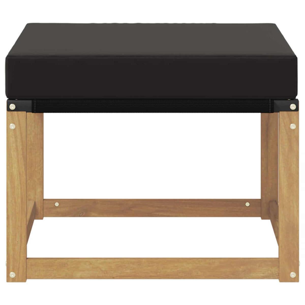 Outdoor-Fußhocker Massivholz Akazie und Textilene Stoff Weiß
