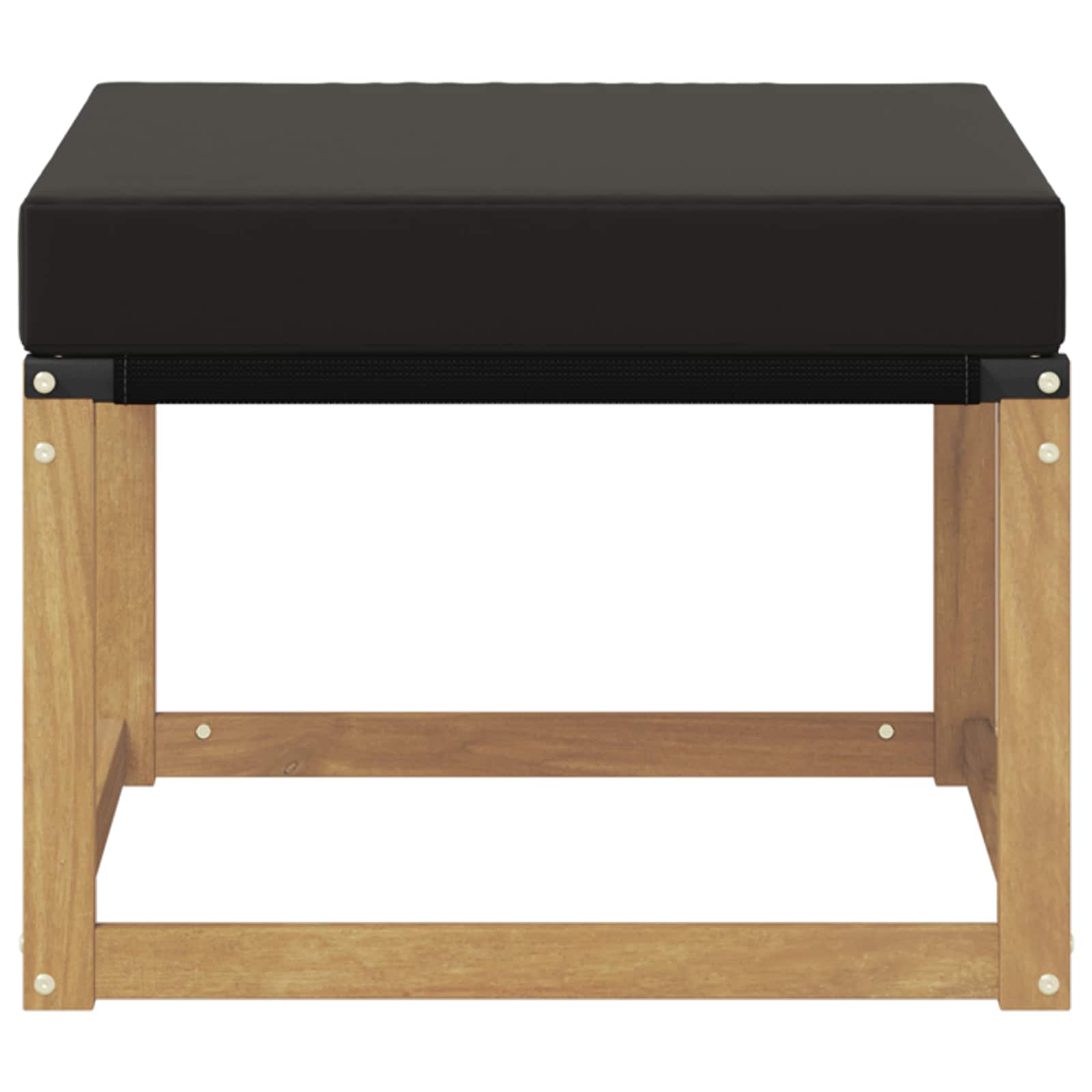 Outdoor-Fußhocker Massivholz Akazie und Textilene Stoff Weiß