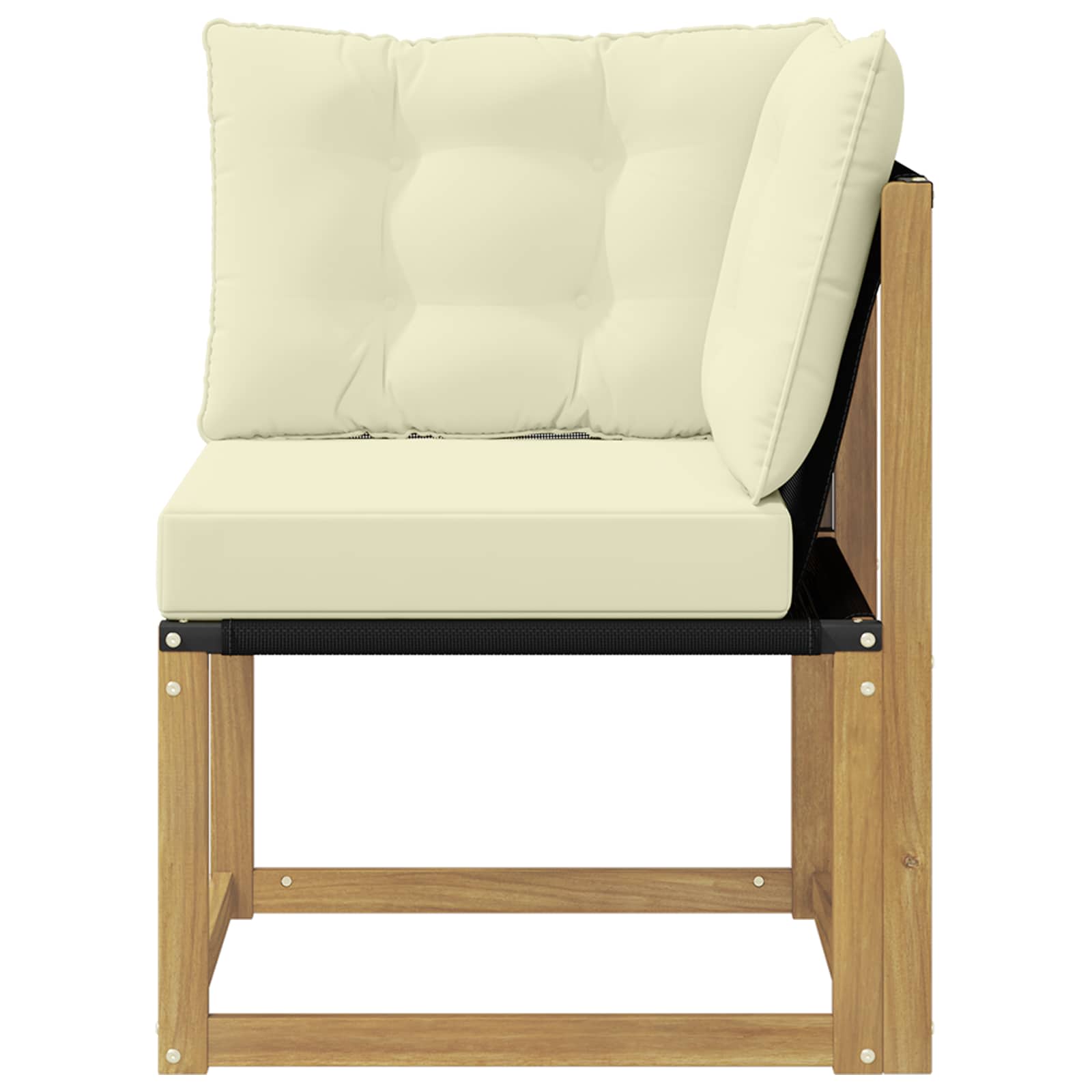 Outdoor Ecksofa Massivholz Akazie und Textilene Stoff Weiß