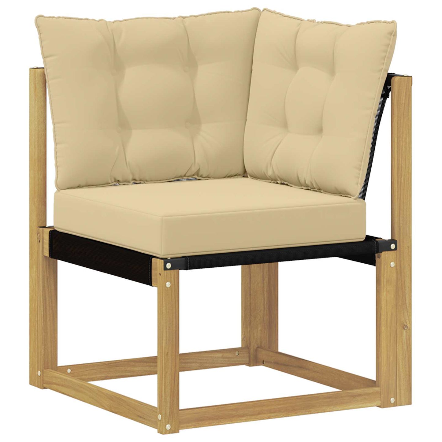 Outdoor Ecksofa Massivholz Akazie und Textilene Stoff Weiß