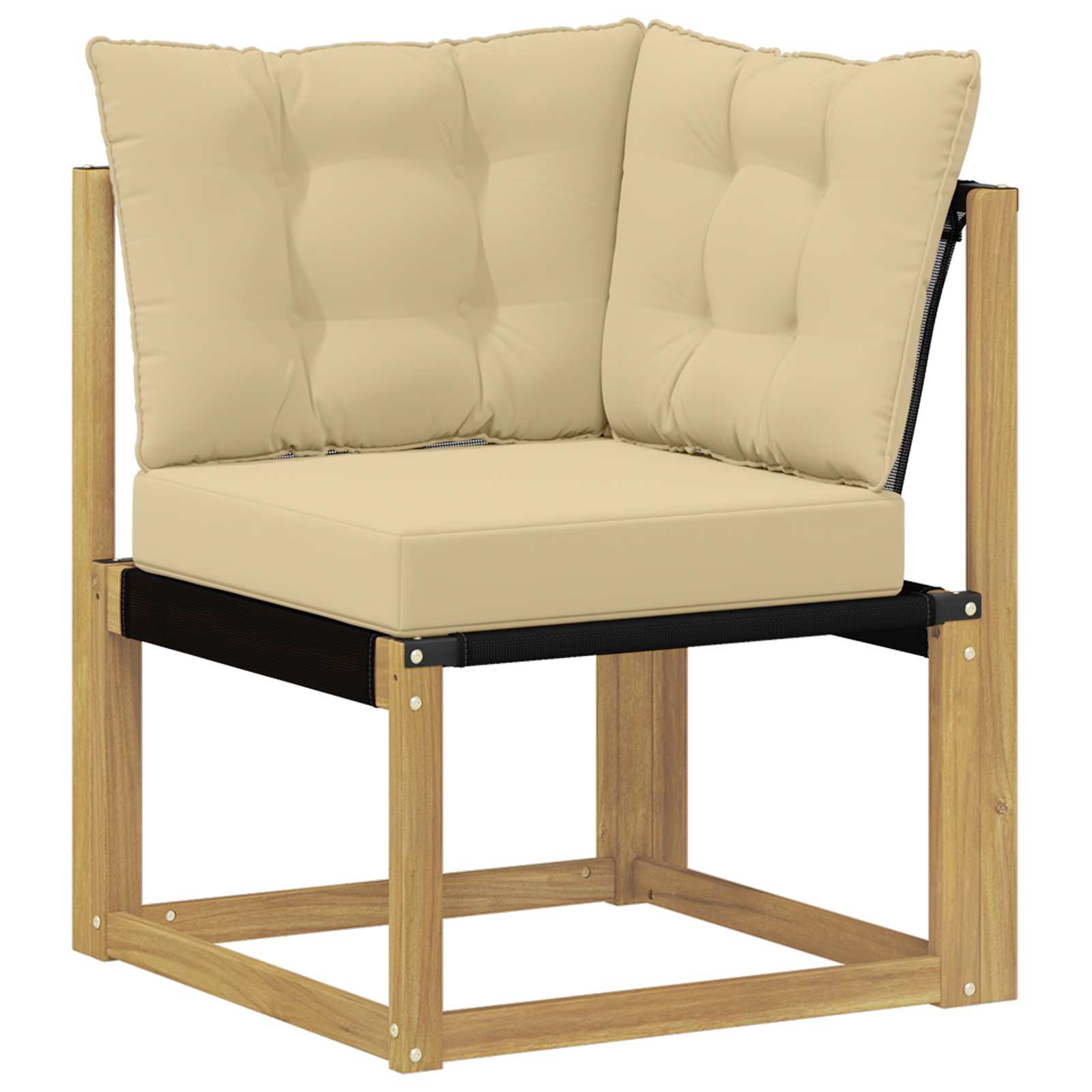 Outdoor Ecksofa Massivholz Akazie und Textilene Stoff Weiß