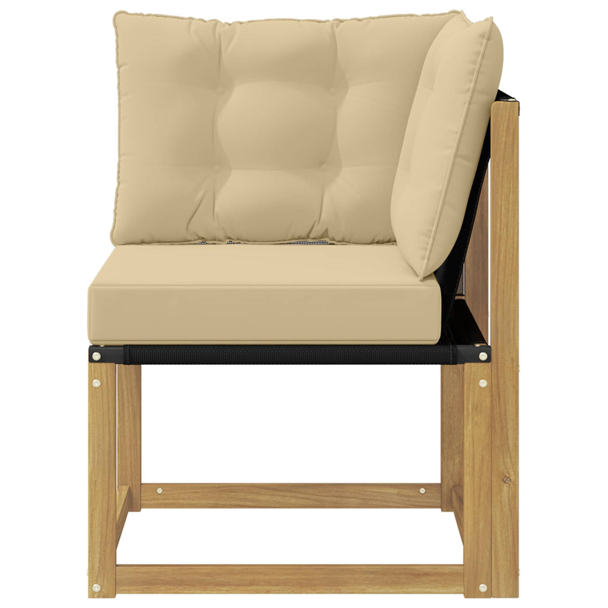 Outdoor Ecksofa Massivholz Akazie und Textilene Stoff Weiß