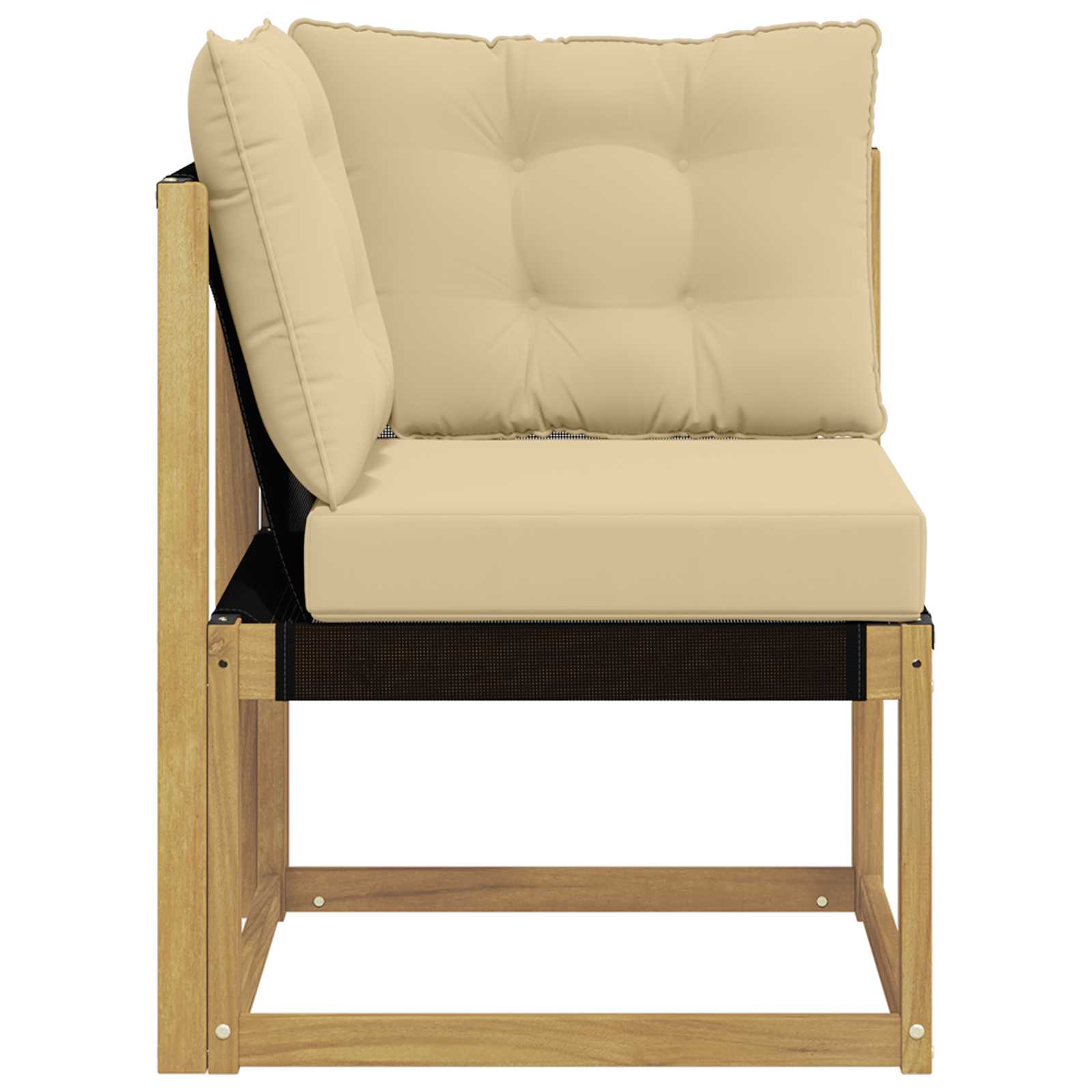 Outdoor Ecksofa Massivholz Akazie und Textilene Stoff Weiß