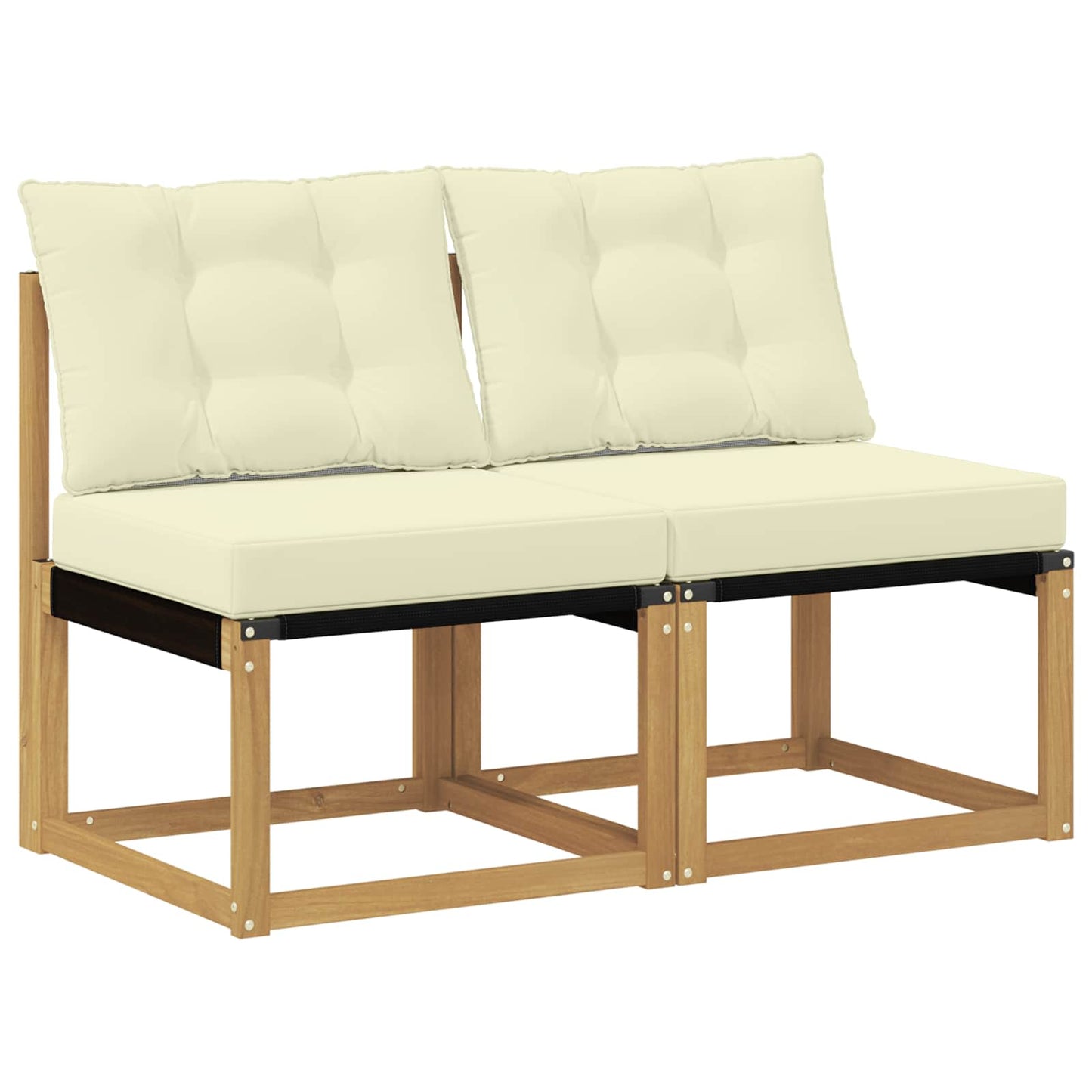 2 Stk. Outdoor Mittelsofa Massivholz Akazie und Textilene Stoff
