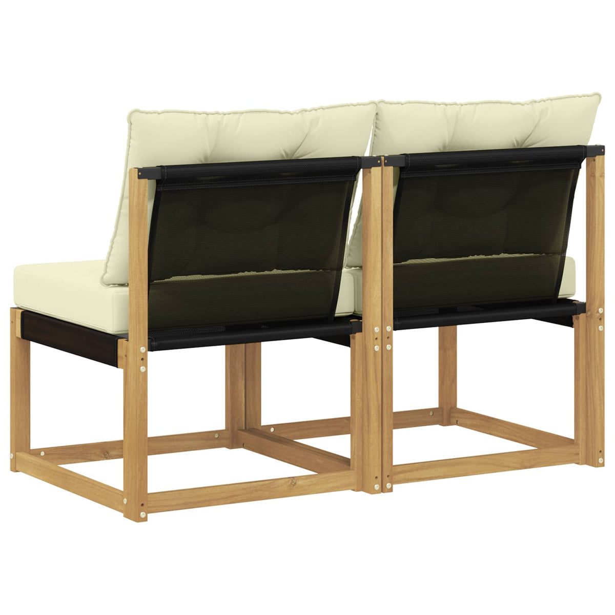 2 Stk. Outdoor Mittelsofa Massivholz Akazie und Textilene Stoff