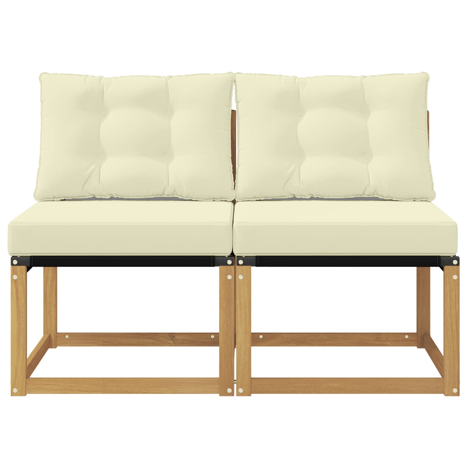 2 Stk. Outdoor Mittelsofa Massivholz Akazie und Textilene Stoff