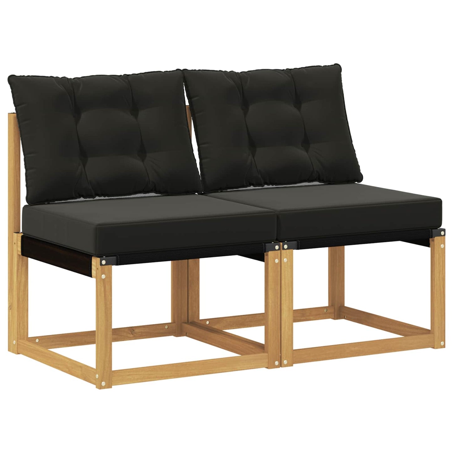 2 Stk. Outdoor Mittelsofa Massivholz Akazie und Textilene Stoff