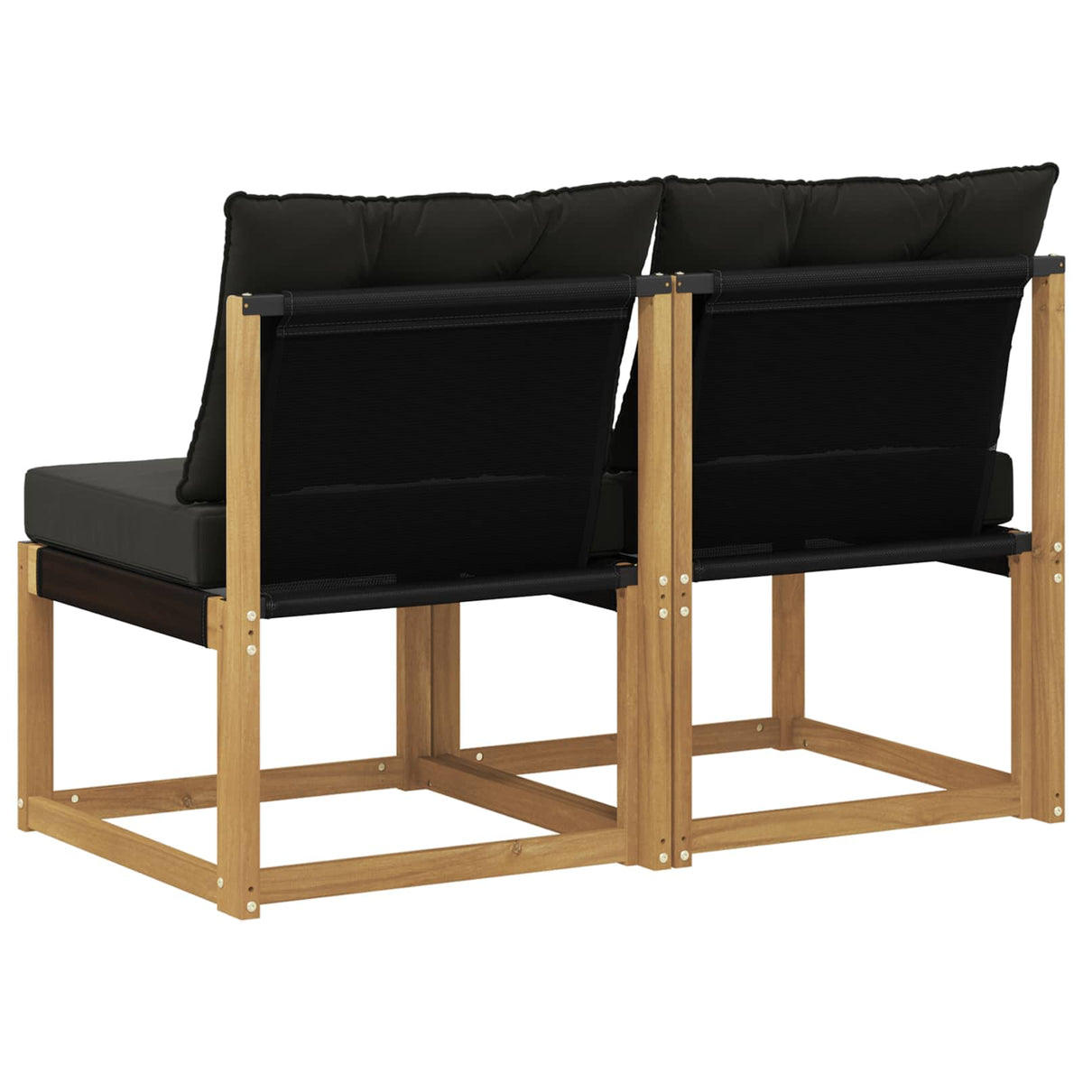 2 Stk. Outdoor Mittelsofa Massivholz Akazie und Textilene Stoff