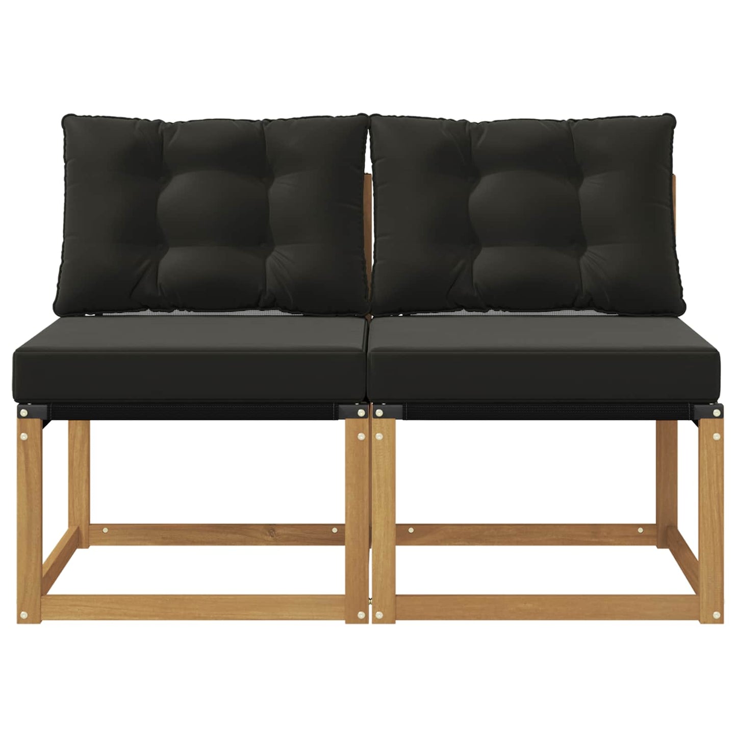 2 Stk. Outdoor Mittelsofa Massivholz Akazie und Textilene Stoff