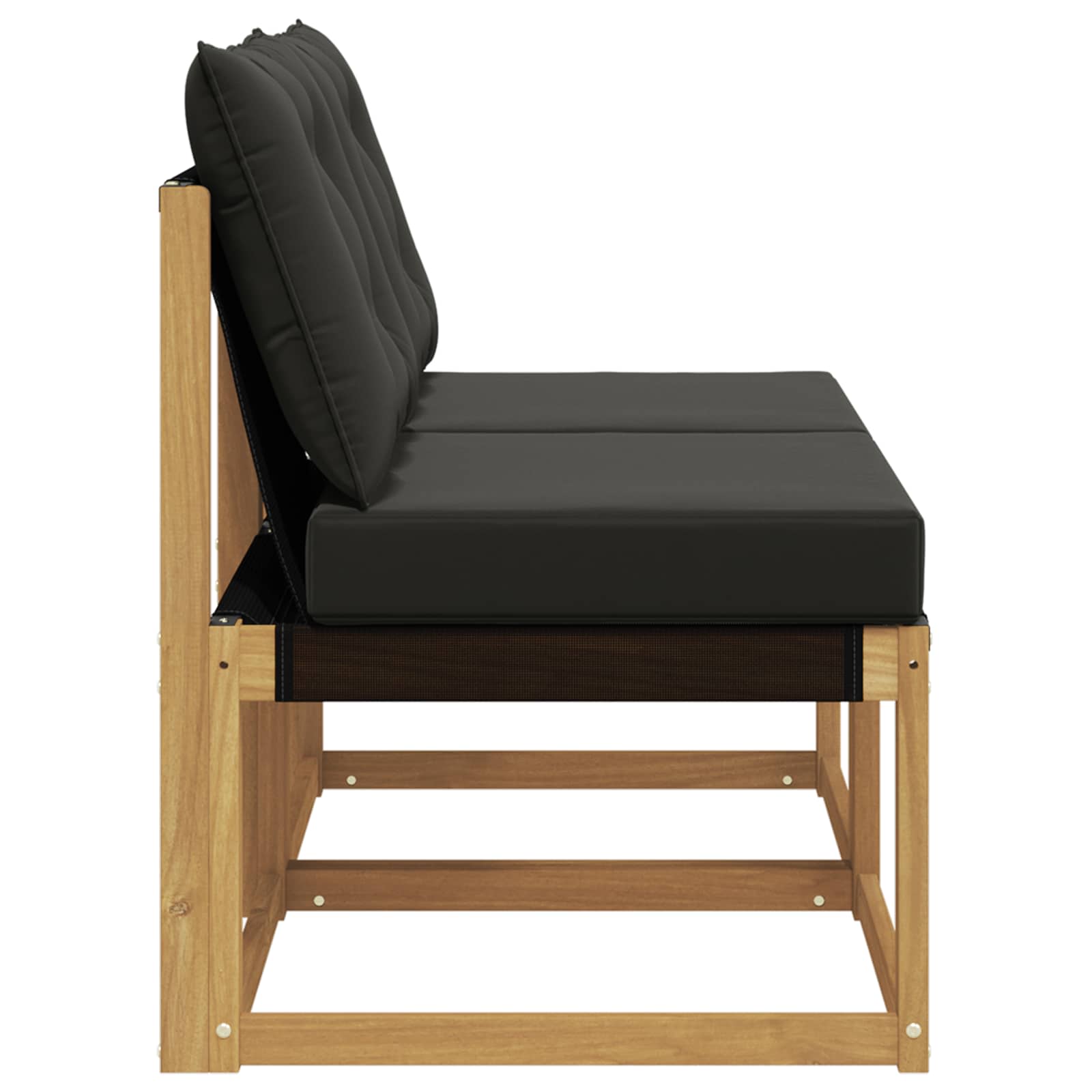 2 Stk. Outdoor Mittelsofa Massivholz Akazie und Textilene Stoff
