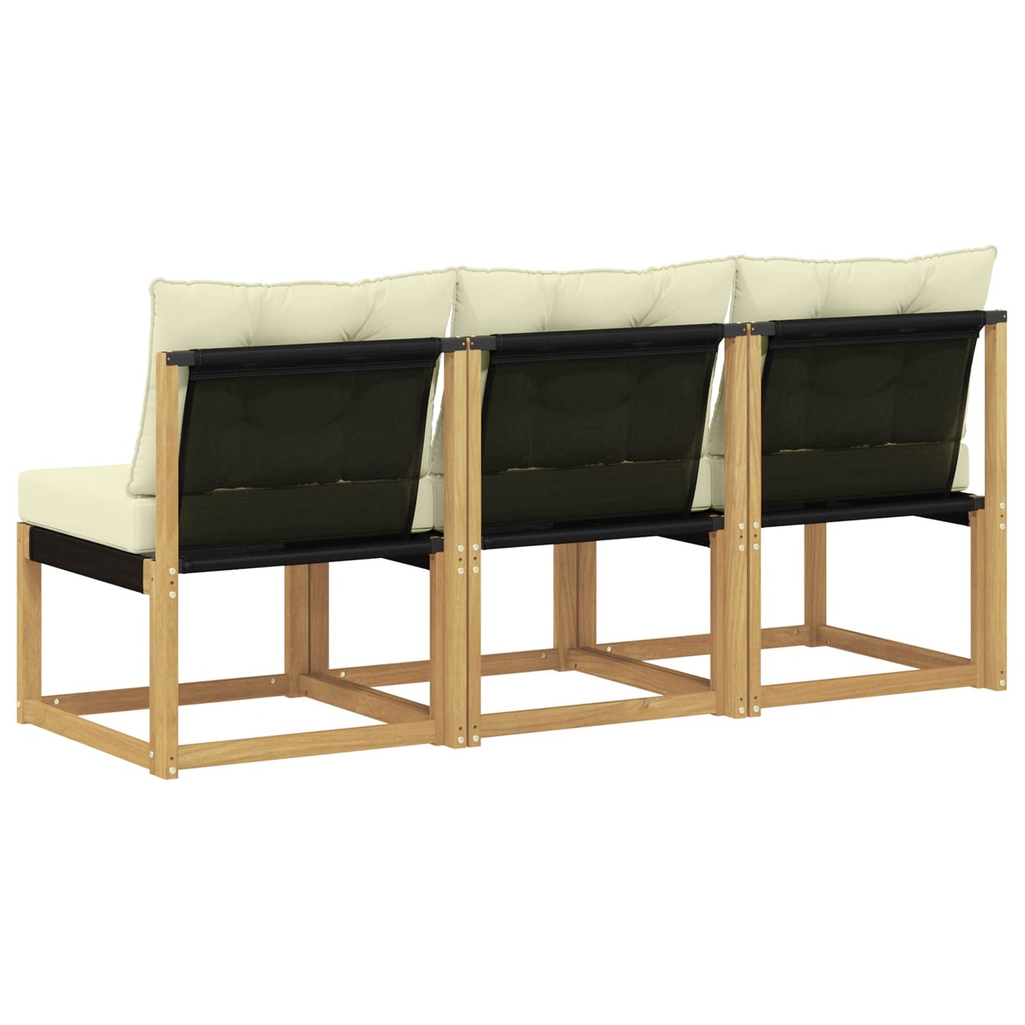 3 Stk. Outdoor Mittelsofa Massivholz Akazie und Textilene Stoff