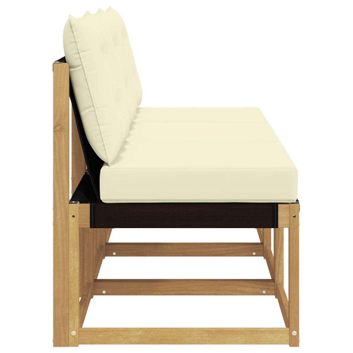 3 Stk. Outdoor Mittelsofa Massivholz Akazie und Textilene Stoff