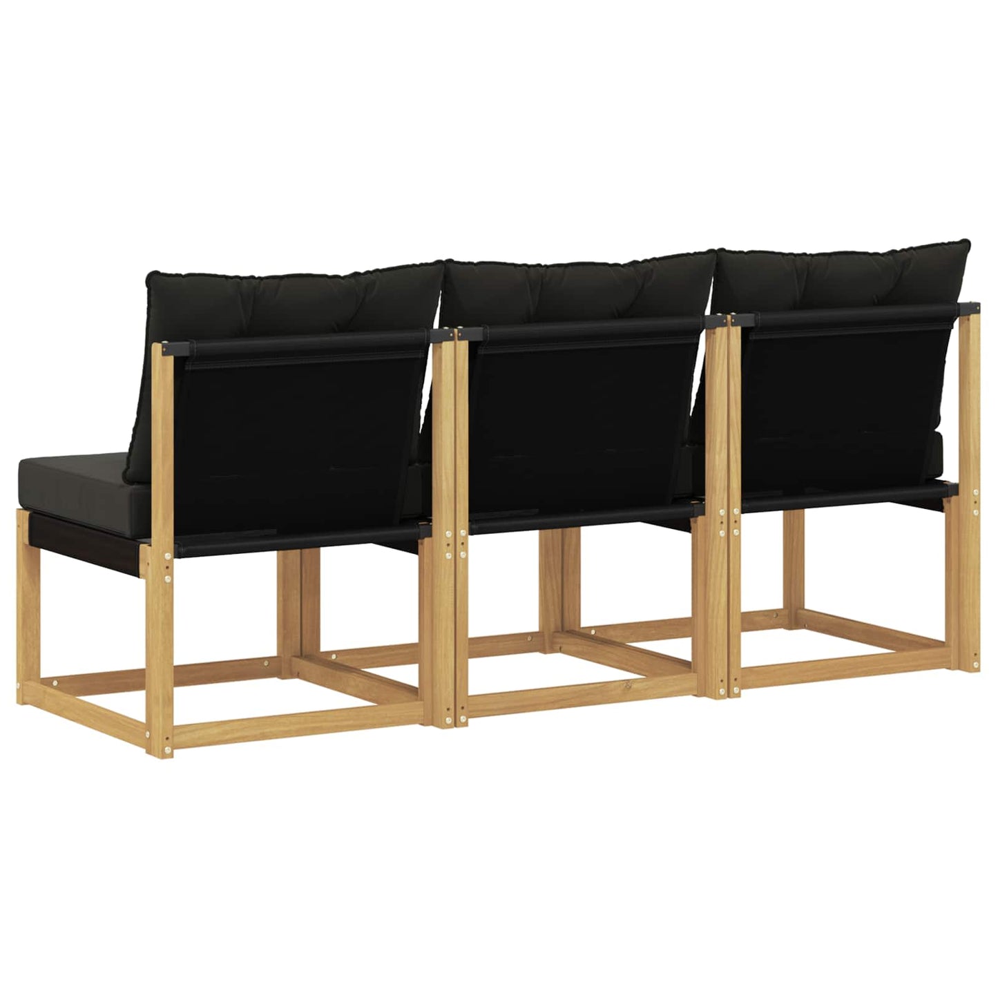 3 Stk. Outdoor Mittelsofa Massivholz Akazie und Textilene Stoff