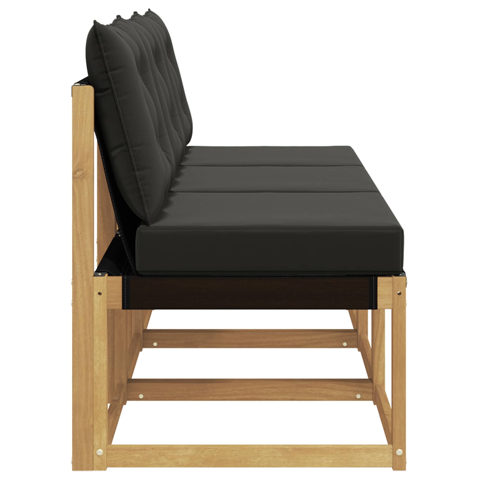 3 Stk. Outdoor Mittelsofa Massivholz Akazie und Textilene Stoff