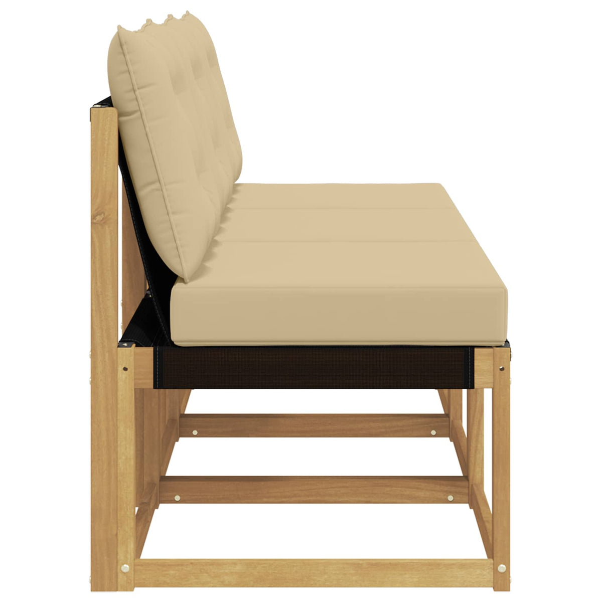 3 Stk. Outdoor Mittelsofa Massivholz Akazie und Textilene Stoff