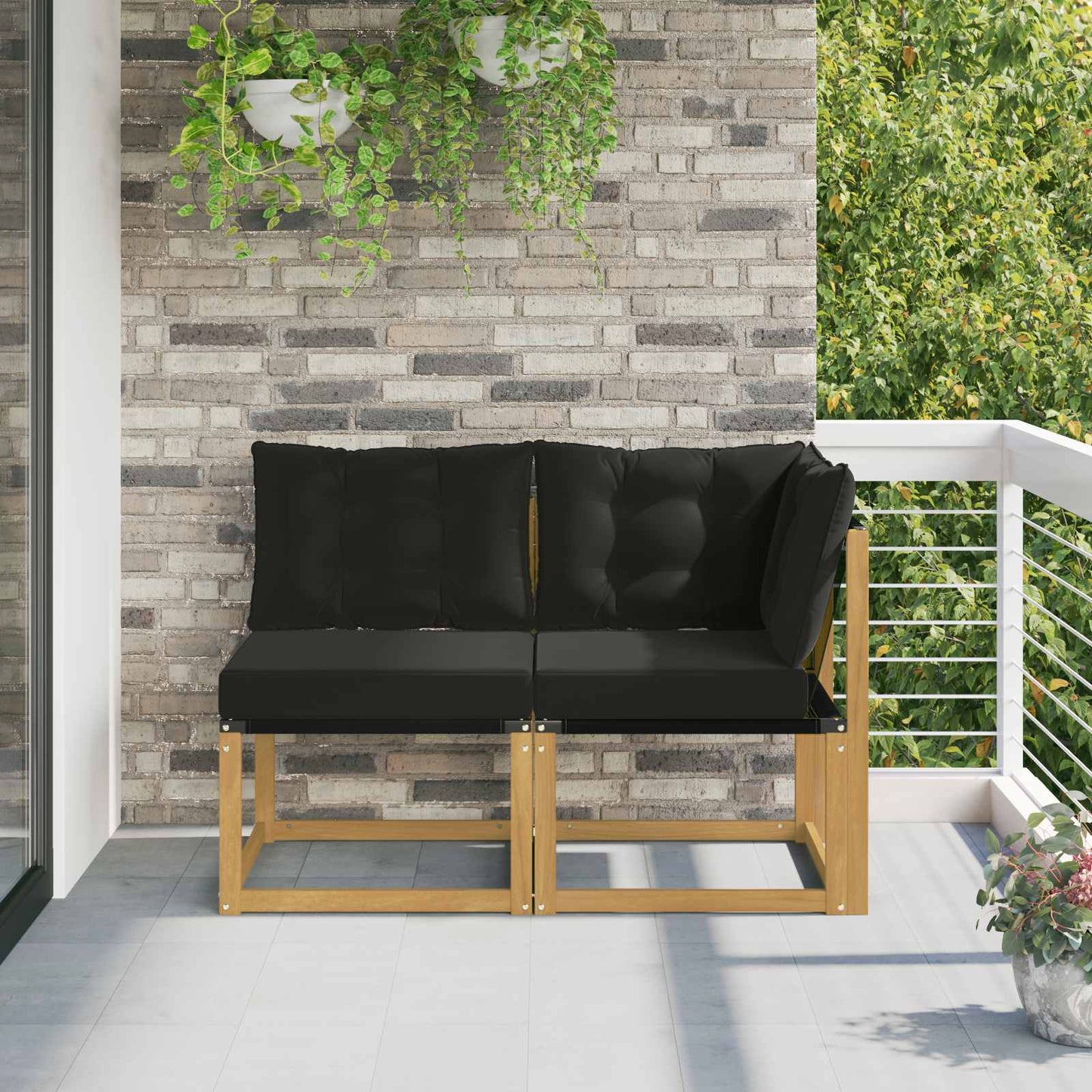 2 Stk. Outdoor Mittel- und Ecksofa Weiß