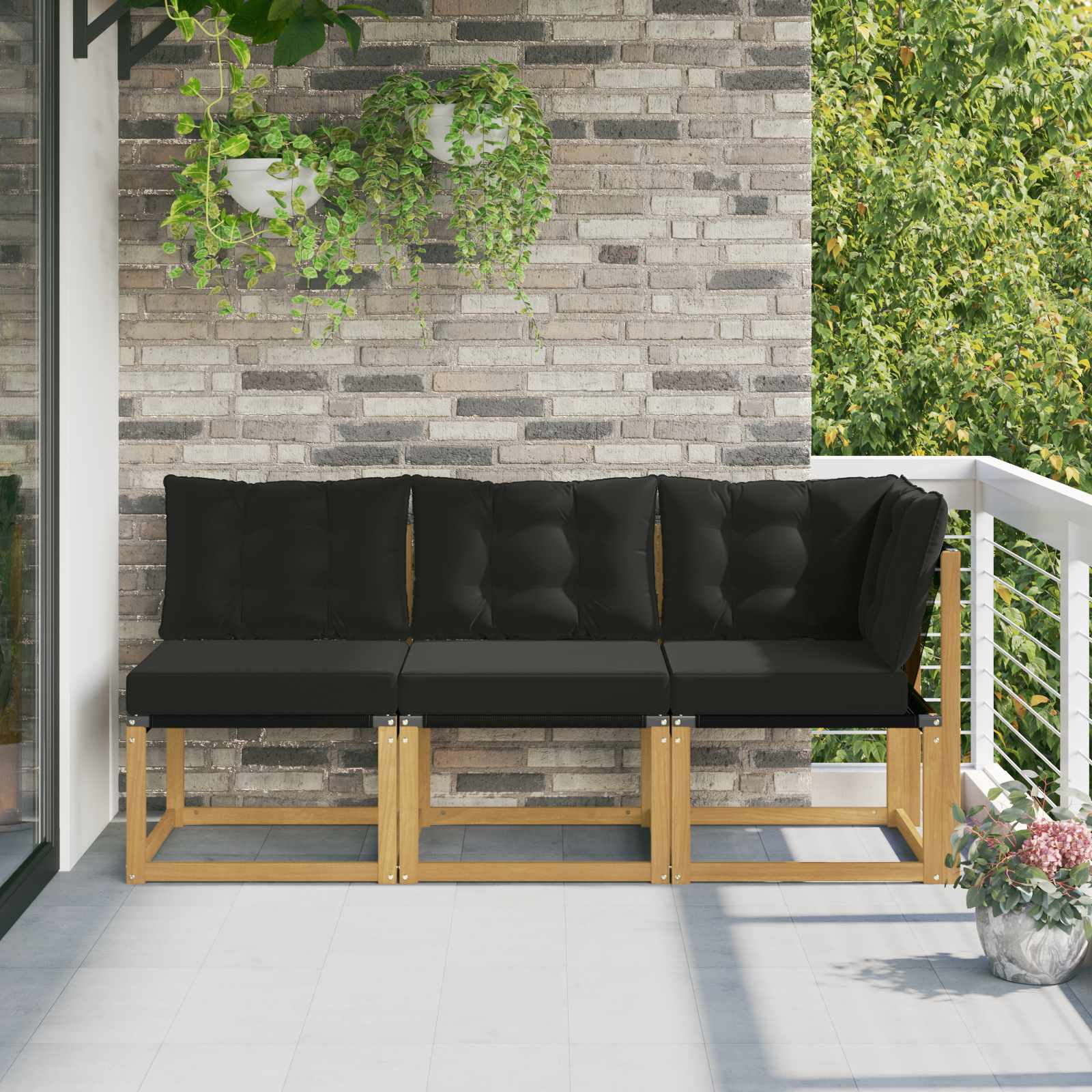 3 Stk. Outdoor Mittel- und Ecksofa Weiß