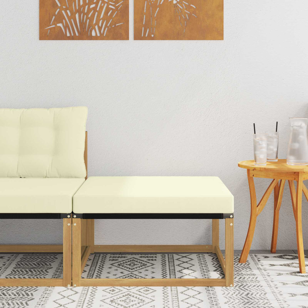 Outdoor-Fußhocker Massivholz Akazie Weiß