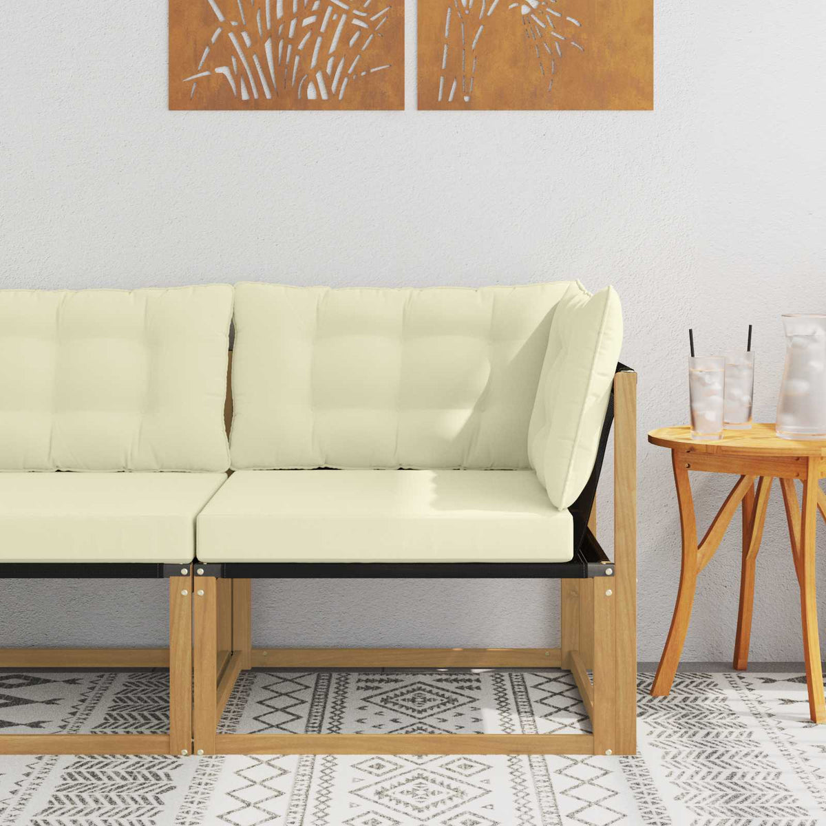 Outdoor Ecksofa Massivholz Akazie Weiß