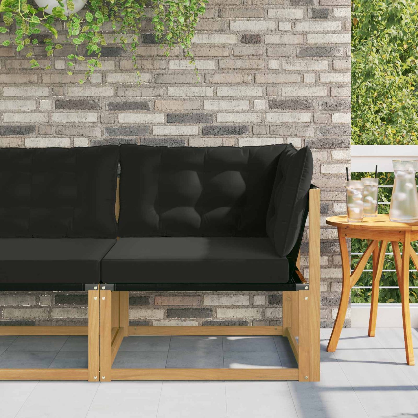 Outdoor Ecksofa Massivholz Akazie Weiß