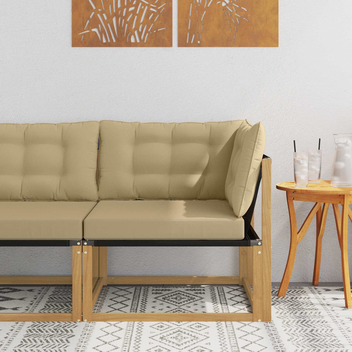 Outdoor Ecksofa Massivholz Akazie Weiß