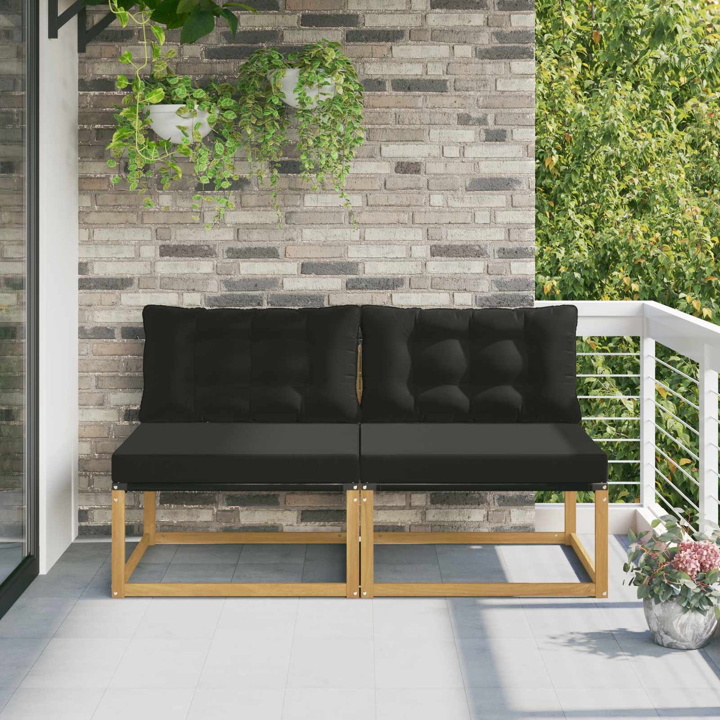 Outdoor Mittelsofa Massivholz Akazie Weiß