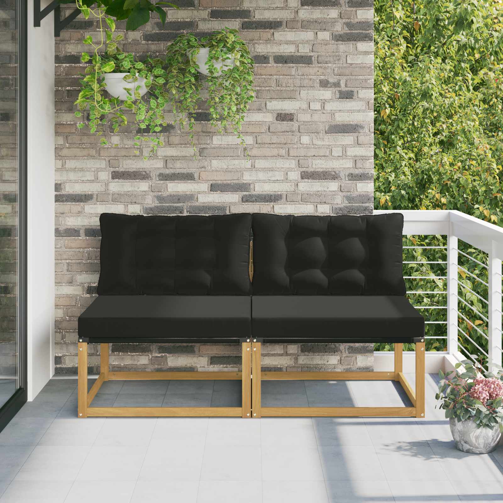 Outdoor Mittelsofa Massivholz Akazie Weiß