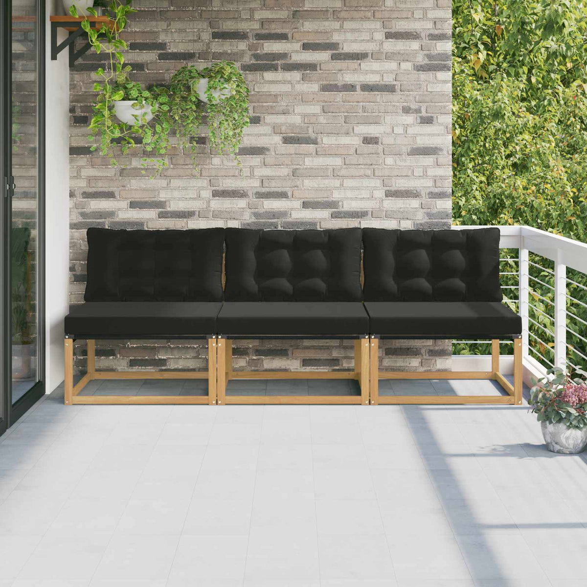 Outdoor Mittelsofa Massivholz Akazie Weiß