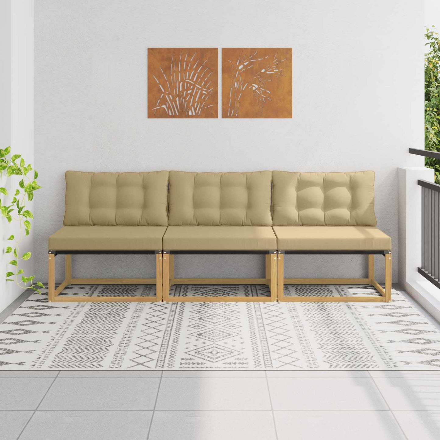 Outdoor Mittelsofa Massivholz Akazie Weiß