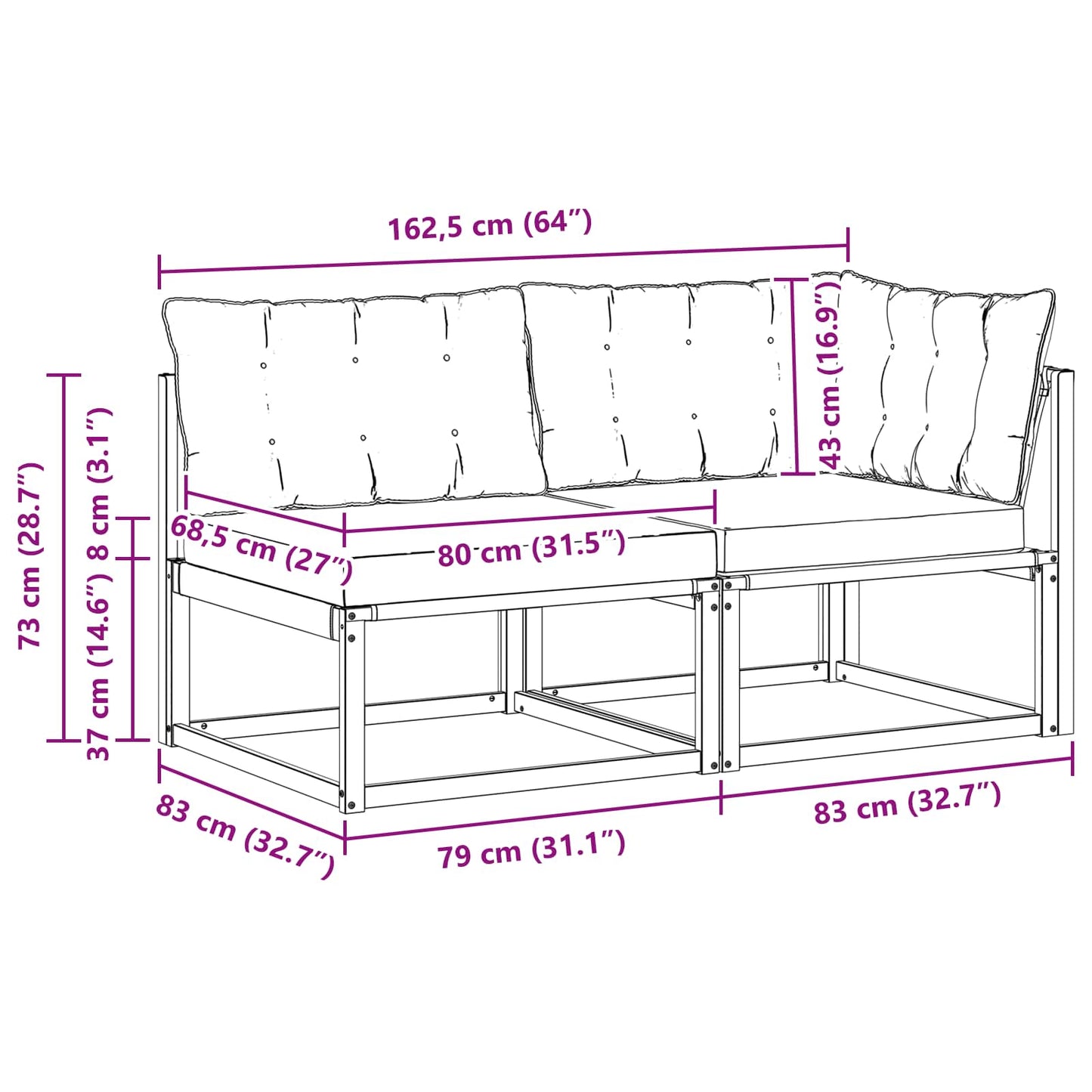 Outdoor-Sofagarnitur Massivholz Akazie Weiß